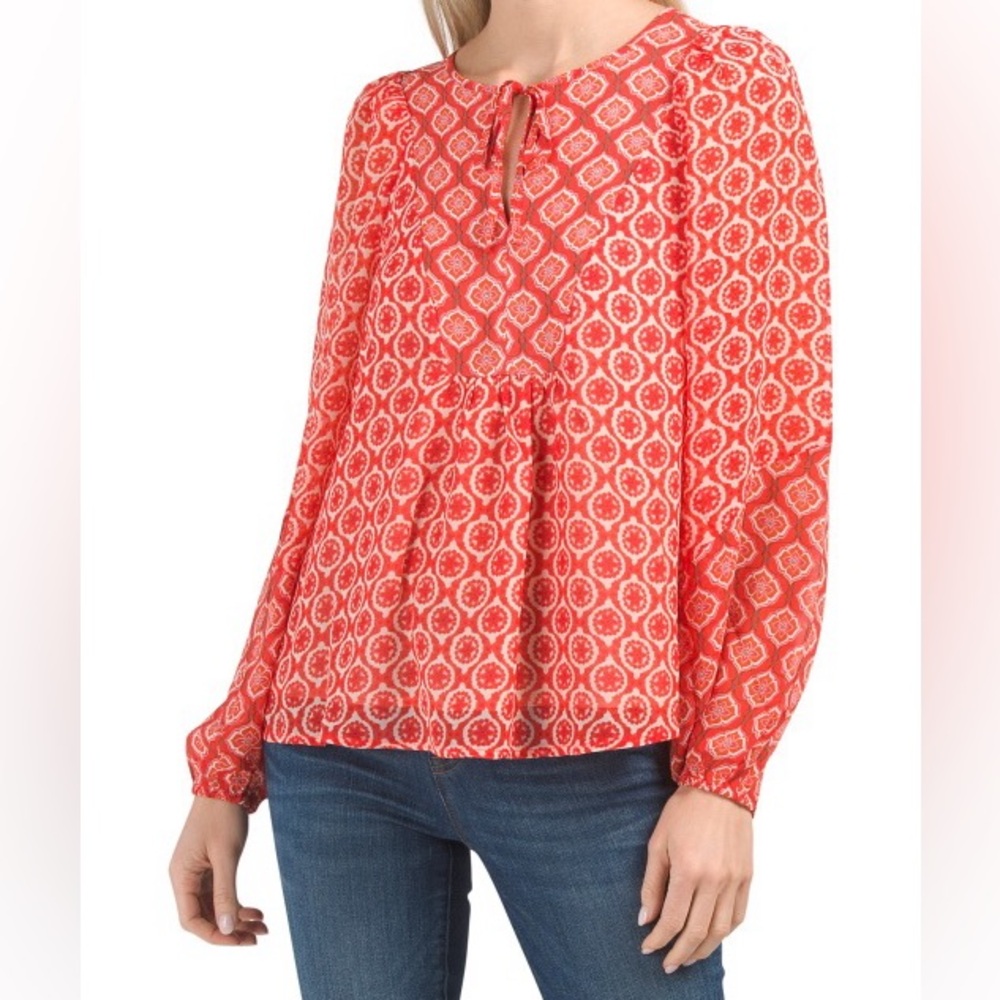 Maison d’Amélie Paris Red Boho Tie-Front Blouse